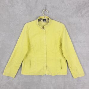 Eileen Fisher Jacket Women Size PS Lime Green Fine Corduroy Snap Buttons Pockets